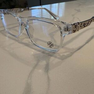 Clear Rectangular Glasses with Silver Accents